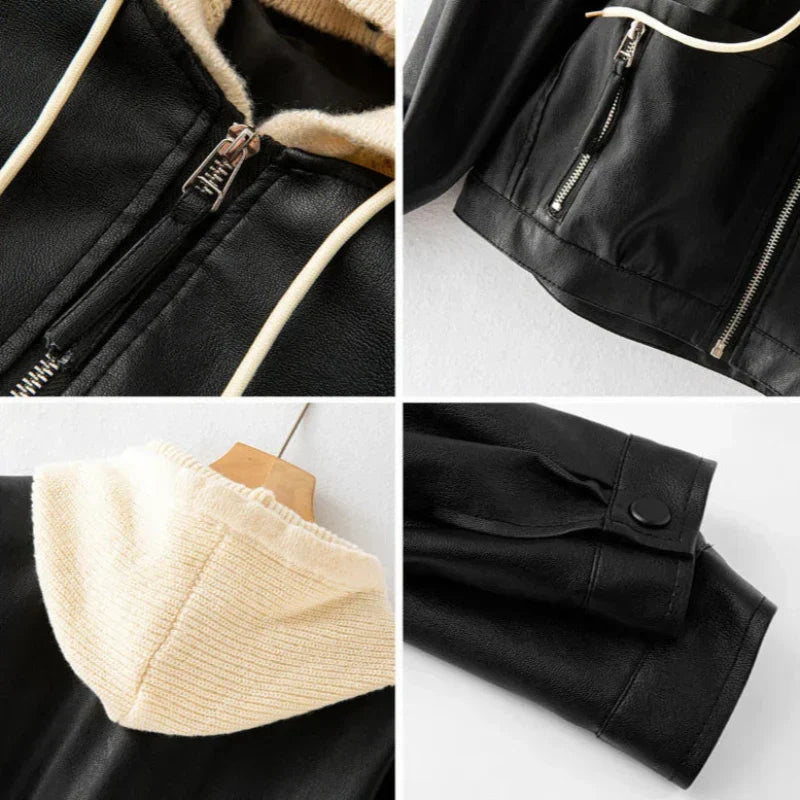 NOAM LEATHER HOODIE