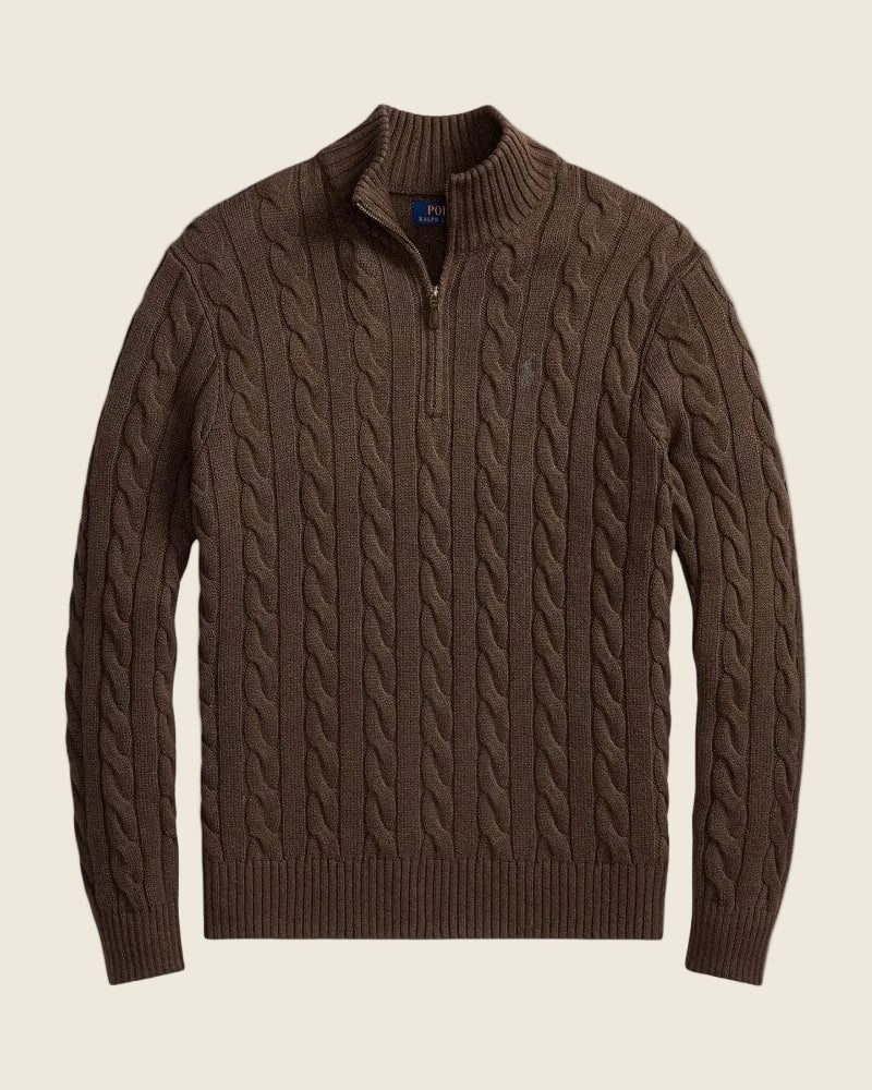 Ralph Lauren Chunky Cable-Knit Cotton Quarter-Zip Sweater