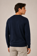 Maglione Girocollo In Lana Merino Con Logo Bandierina Ricamato
