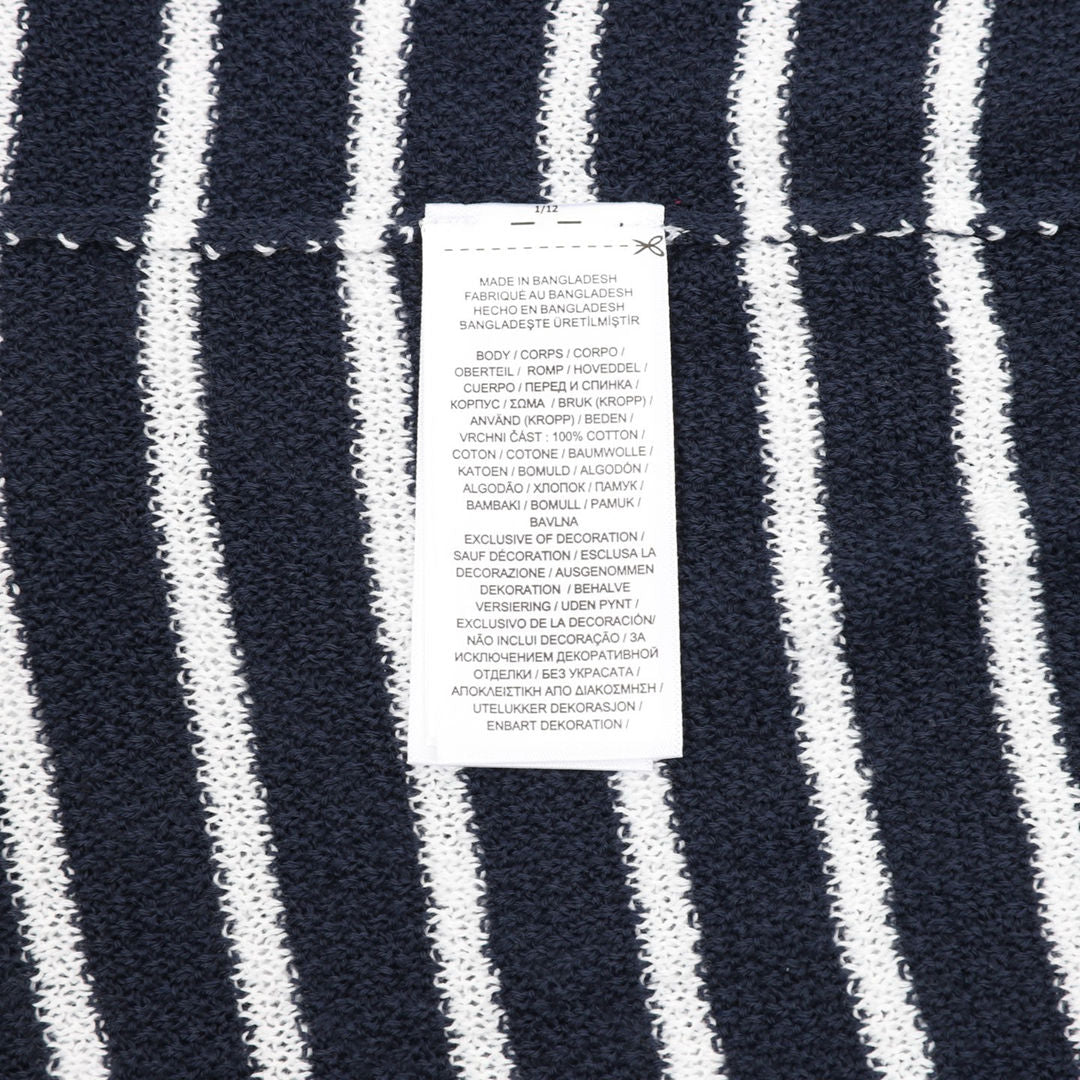 Pony Logo Striped Knitted Polo Shirt Navy/White