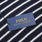 Pony Logo Striped Knitted Polo Shirt Navy/White