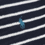 Pony Logo Striped Knitted Polo Shirt Navy/White