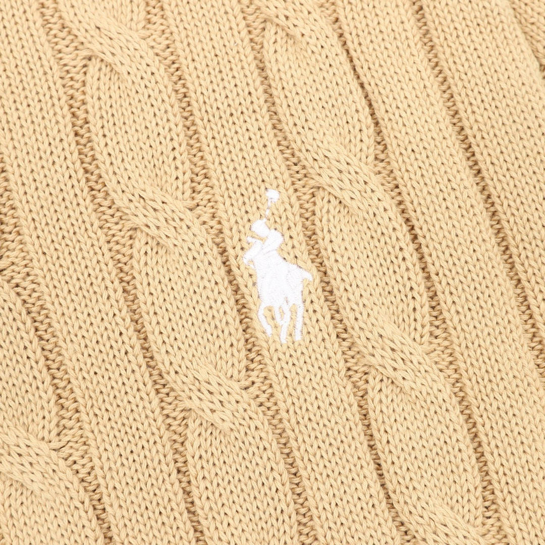 Cable-Knit Crewneck Sweater Camel
