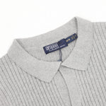 Pony Lapel Striped Polo Shirt Gray