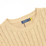 Cable-Knit Crewneck Sweater Camel