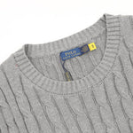 Cable-Knit Crewneck Sweater Gray