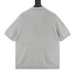 Pony Lapel Striped Polo Shirt Gray