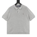 Pony Lapel Striped Polo Shirt Gray