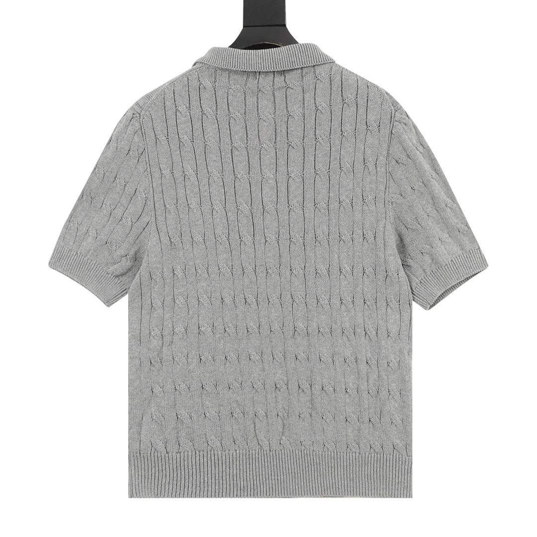 Spurs Knitted Polo Shirt Gray
