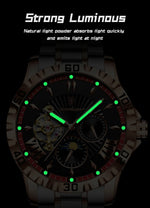 POEDAGAR Prestige Automatic Skeleton Sport Watch