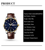 POEDAGAR Classic Day-Date Leather Watch