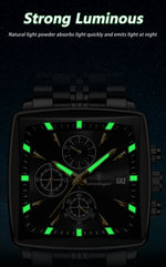 POEDAGAR Prestige Square Chronograph Watch