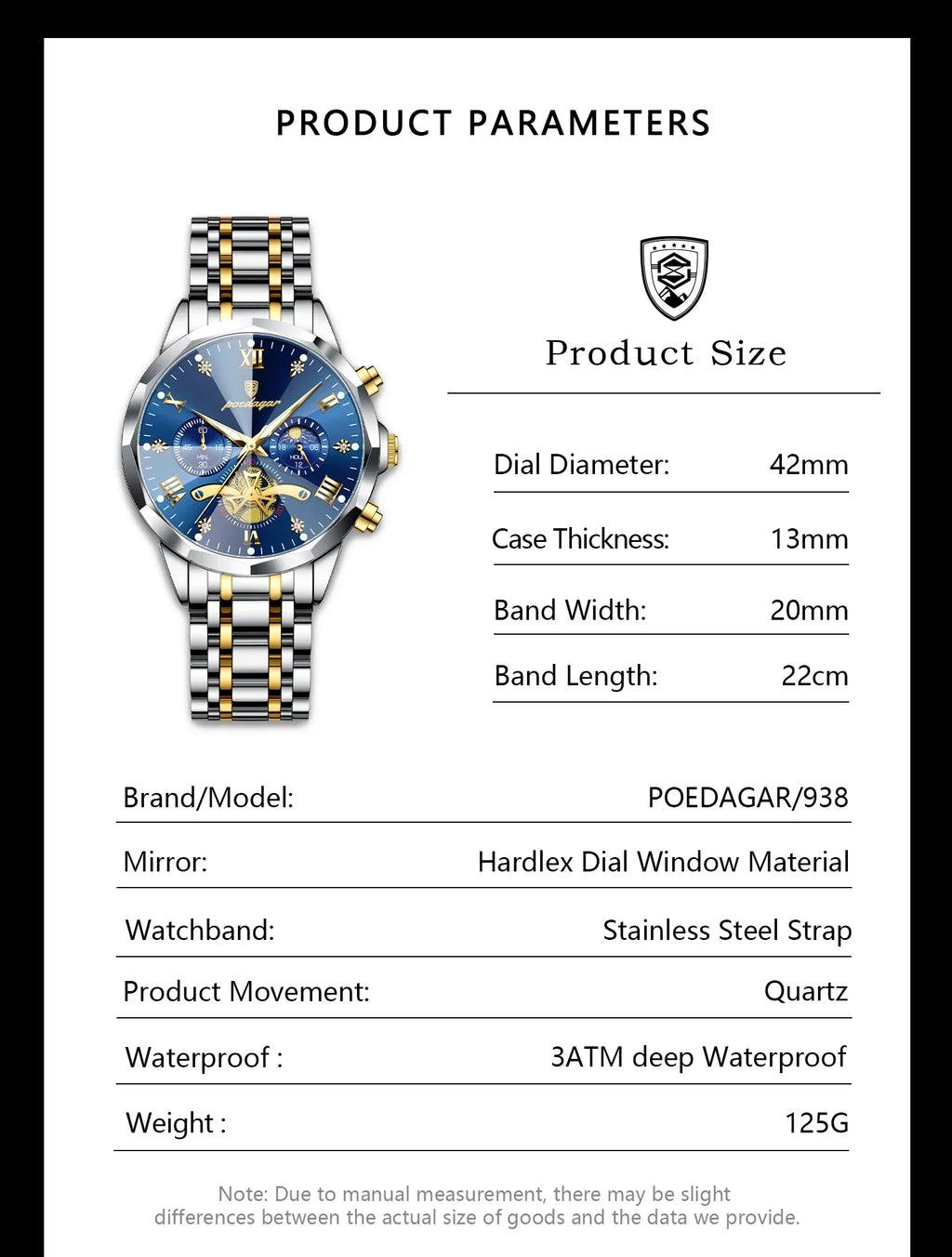 POEDAGAR Chrono Classic Watch