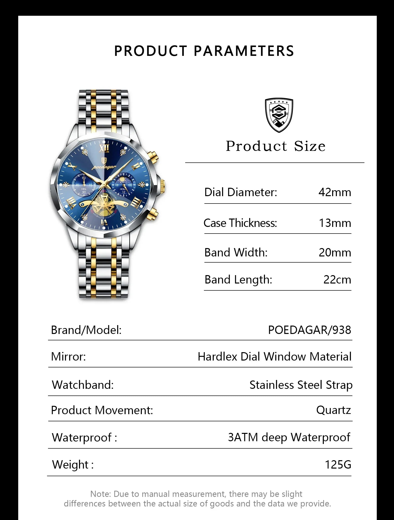 POEDAGAR Chrono Classic Watch