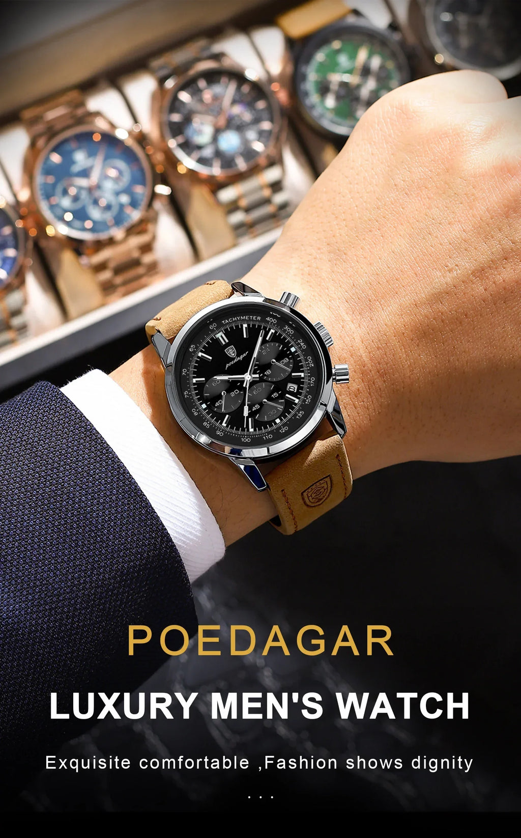POEDAGAR Classic Chronograph Watch