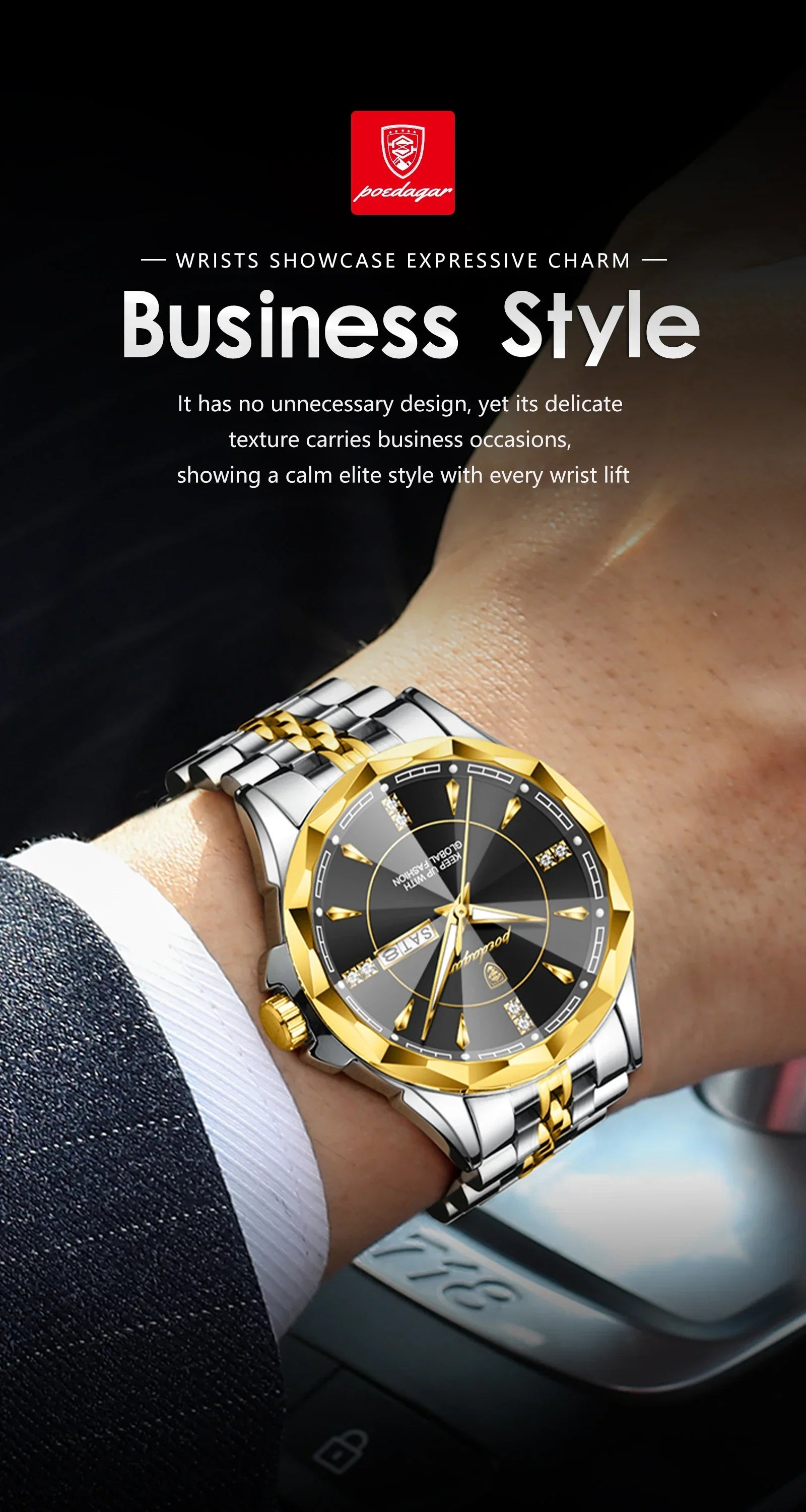 POEDAGAR Royal Steel Watch