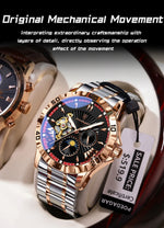 POEDAGAR Prestige Automatic Skeleton Sport Watch