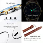 POEDAGAR Classic Day-Date Leather Watch