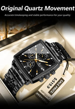 POEDAGAR Prestige Square Chronograph Watch