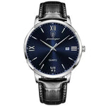 POEDAGAR Minimal Date Leather Watch