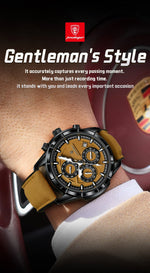 POEDAGAR Vintage Chrono Leather Watch
