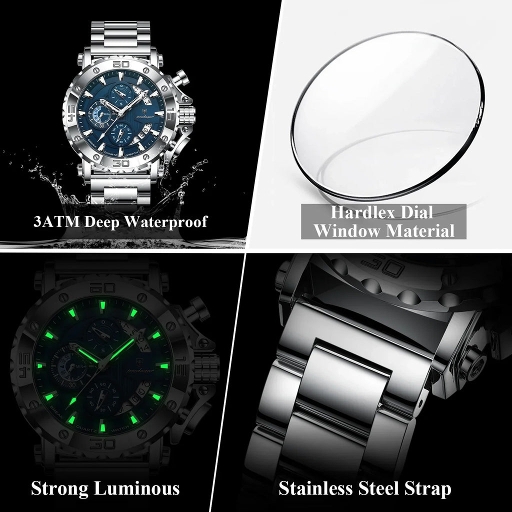 POEDAGAR Titan Chronograph Watch