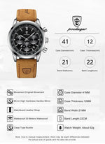 POEDAGAR Classic Chronograph Watch