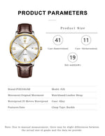 POEDAGAR Minimal Date Leather Watch