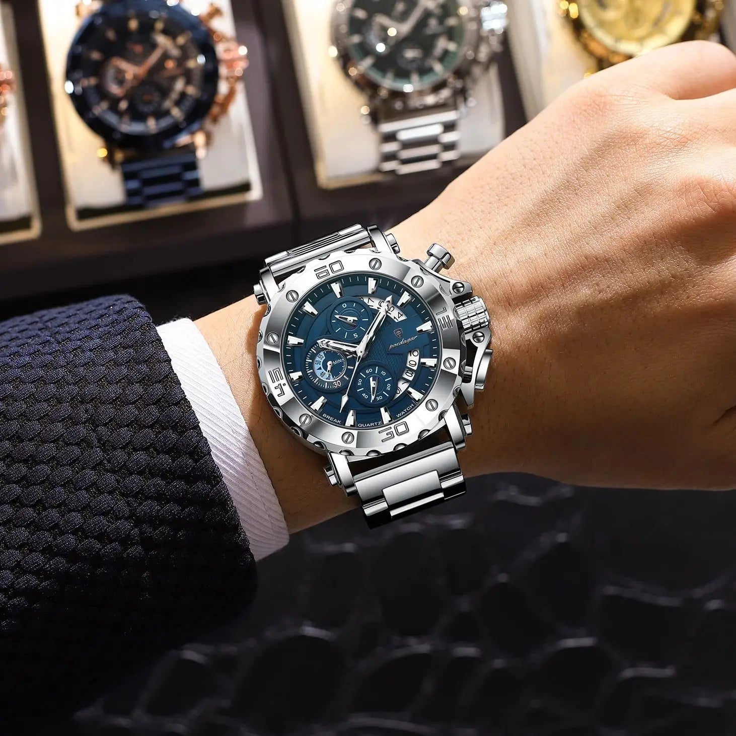 POEDAGAR Titan Chronograph Watch