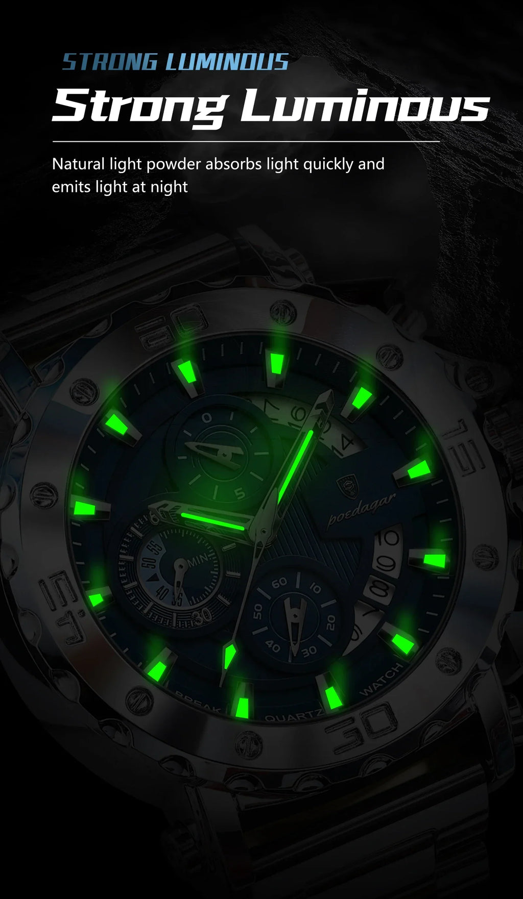 POEDAGAR Titan Chronograph Watch