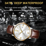 POEDAGAR Minimal Date Leather Watch