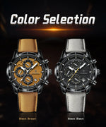 POEDAGAR Vintage Chrono Leather Watch