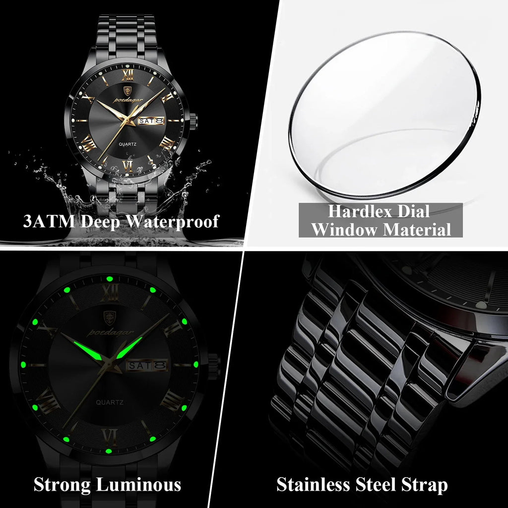 POEDAGAR Classic Day-Date Watch