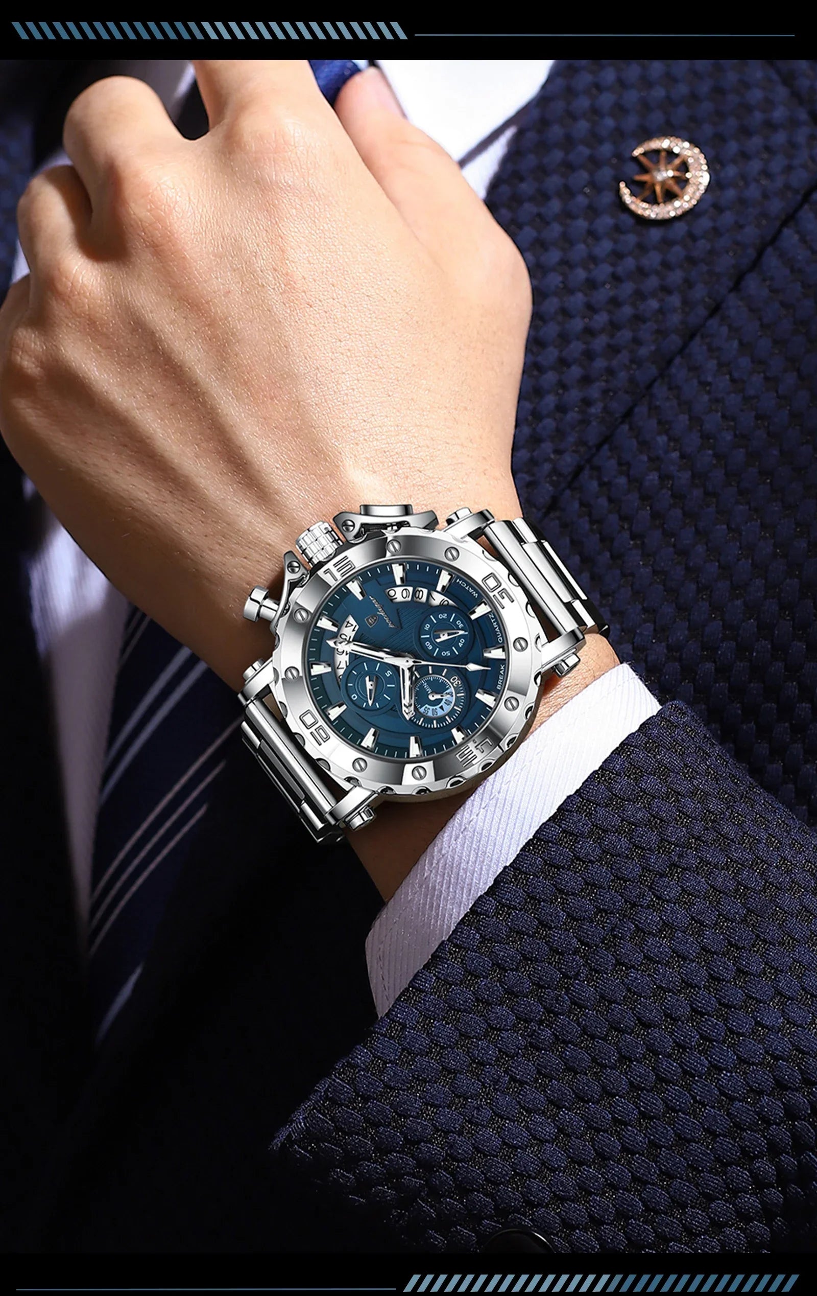 POEDAGAR Titan Chronograph Watch