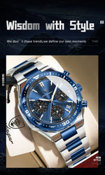 POEDAGAR Chrono Steel Watch