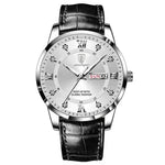 POEDAGAR Classic Day-Date Leather Watch