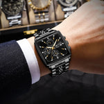 POEDAGAR Prestige Square Chronograph Watch