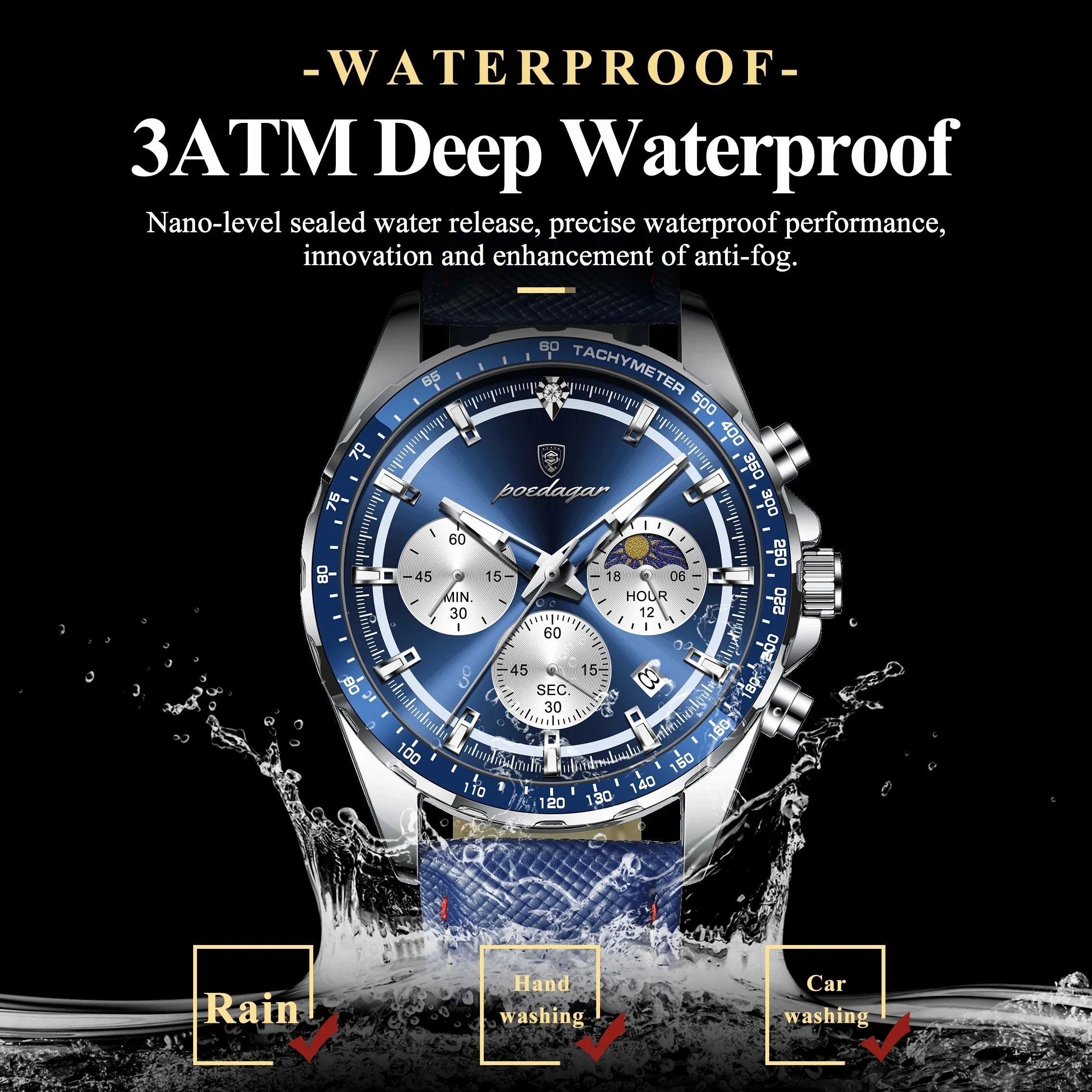 POEDAGAR Sport Chrono Watch