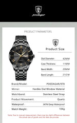 POEDAGAR Classic Day-Date Watch
