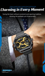 POEDAGAR Tactical Dual Display Chronograph Watch