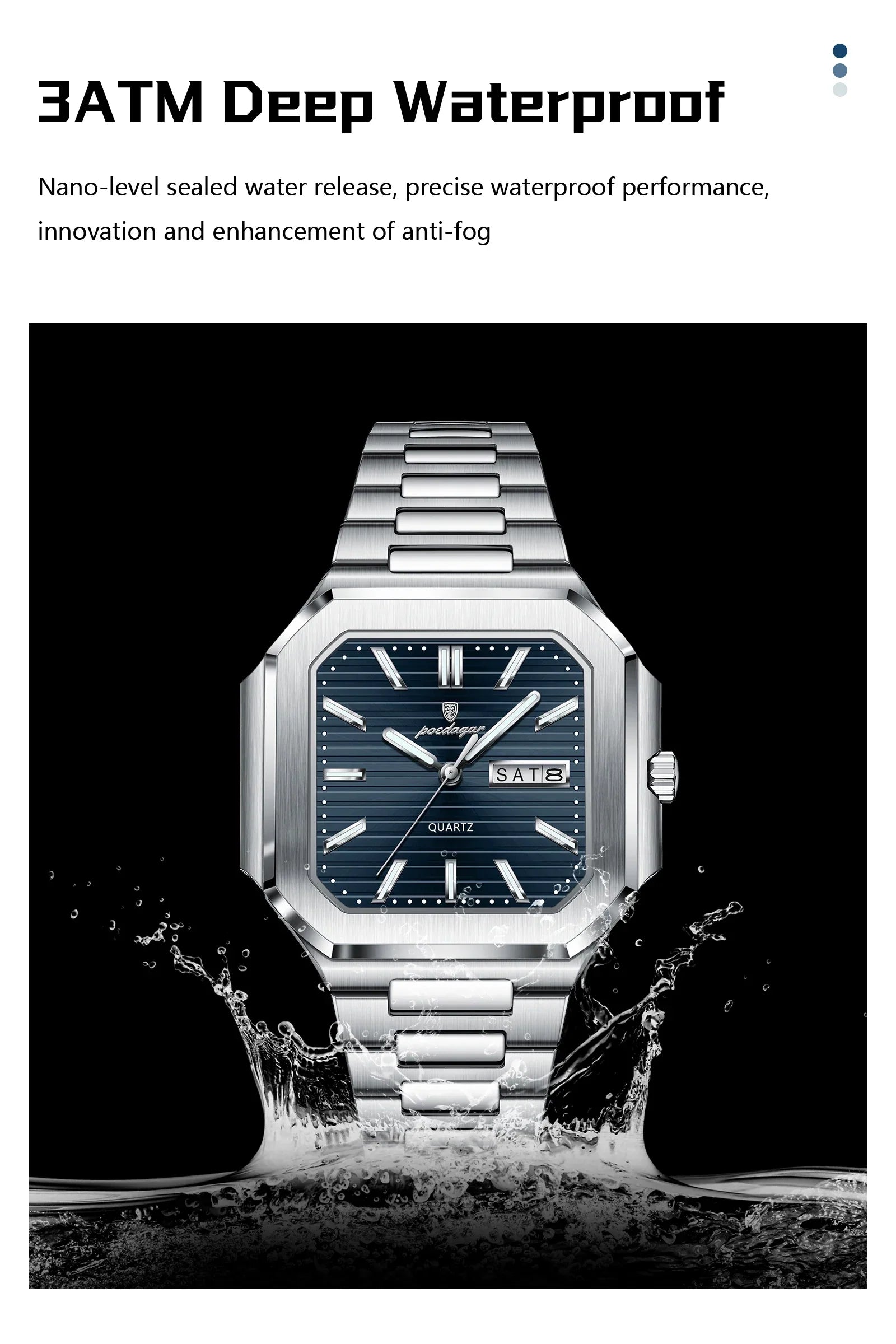 POEDAGAR Royal Square Watch