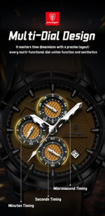 POEDAGAR Vintage Chrono Leather Watch