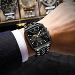 POEDAGAR Prestige Square Chronograph Watch