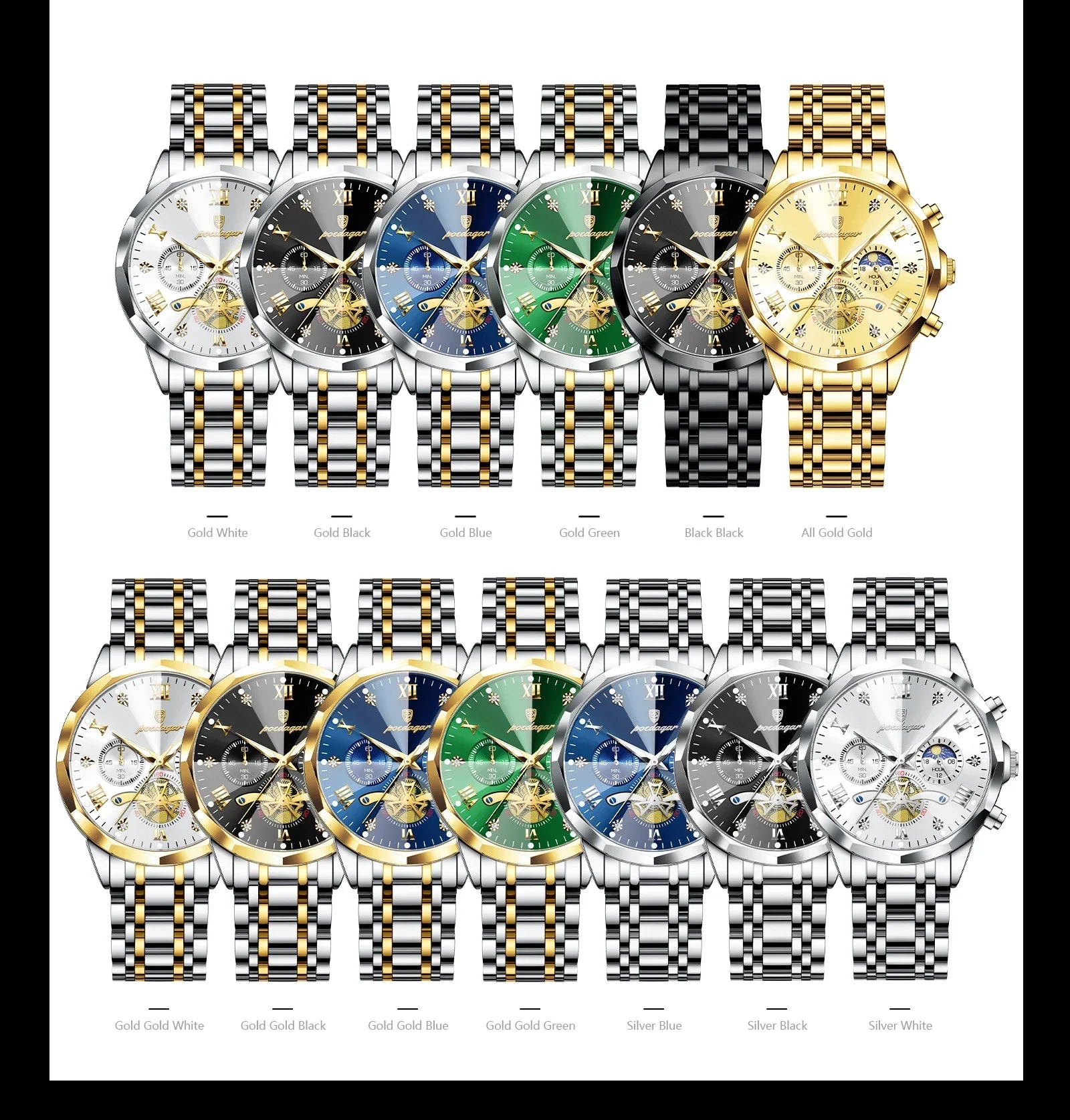POEDAGAR Chrono Classic Watch