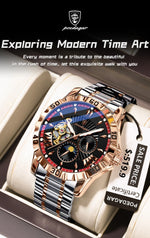 POEDAGAR Prestige Automatic Skeleton Sport Watch