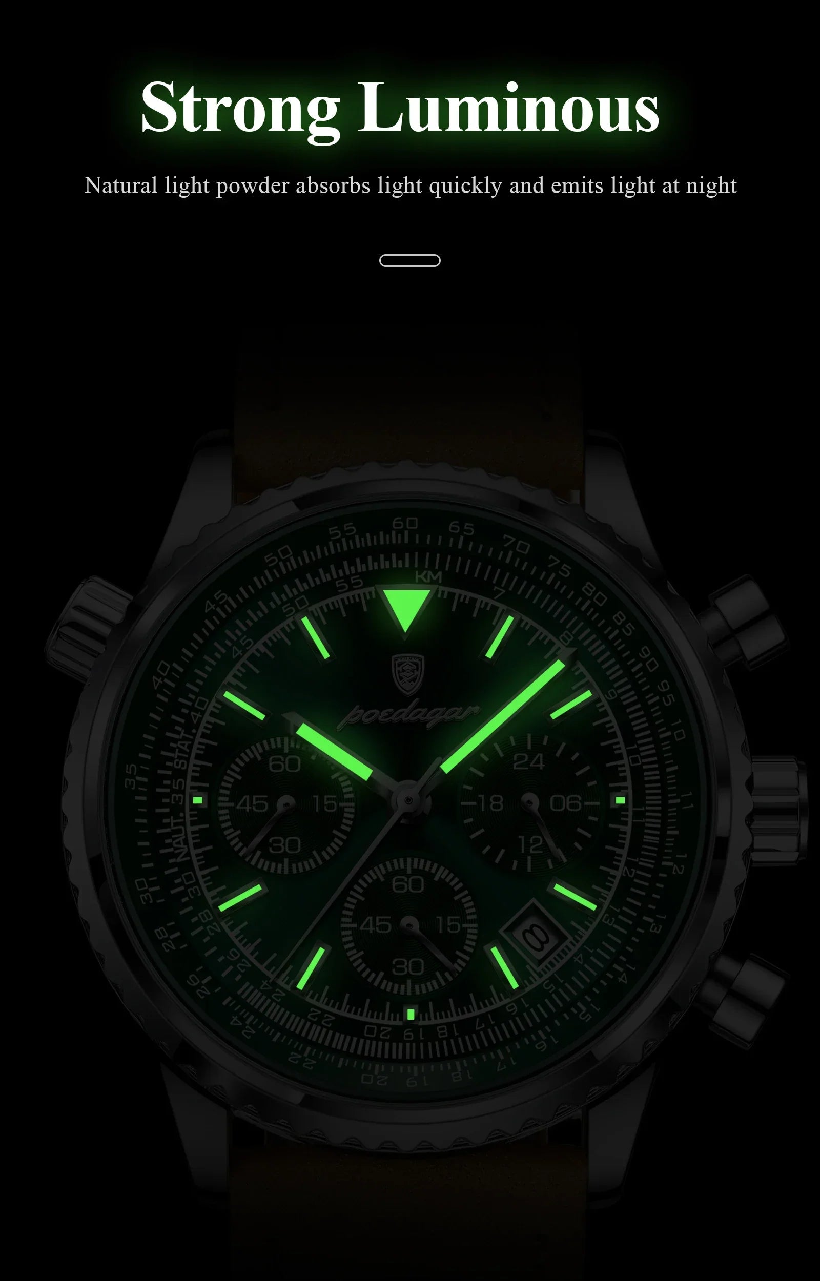 POEDAGAR Chrono Leather Watch