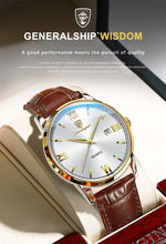 POEDAGAR Minimal Date Leather Watch