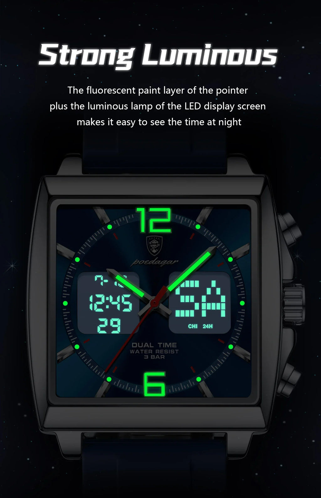 POEDAGAR DualTech Sport Watch