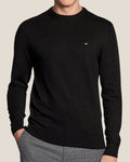 Maglione Girocollo In Misto Cashmere Con Logo Bandierina Ricamato