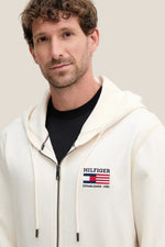 Felpa Full Zip Con Cappuccio Bandiera Ricamata